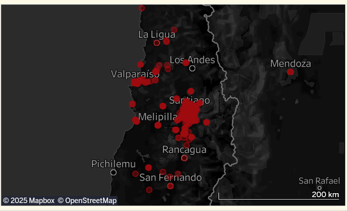 Map showing where victims disappeared. 